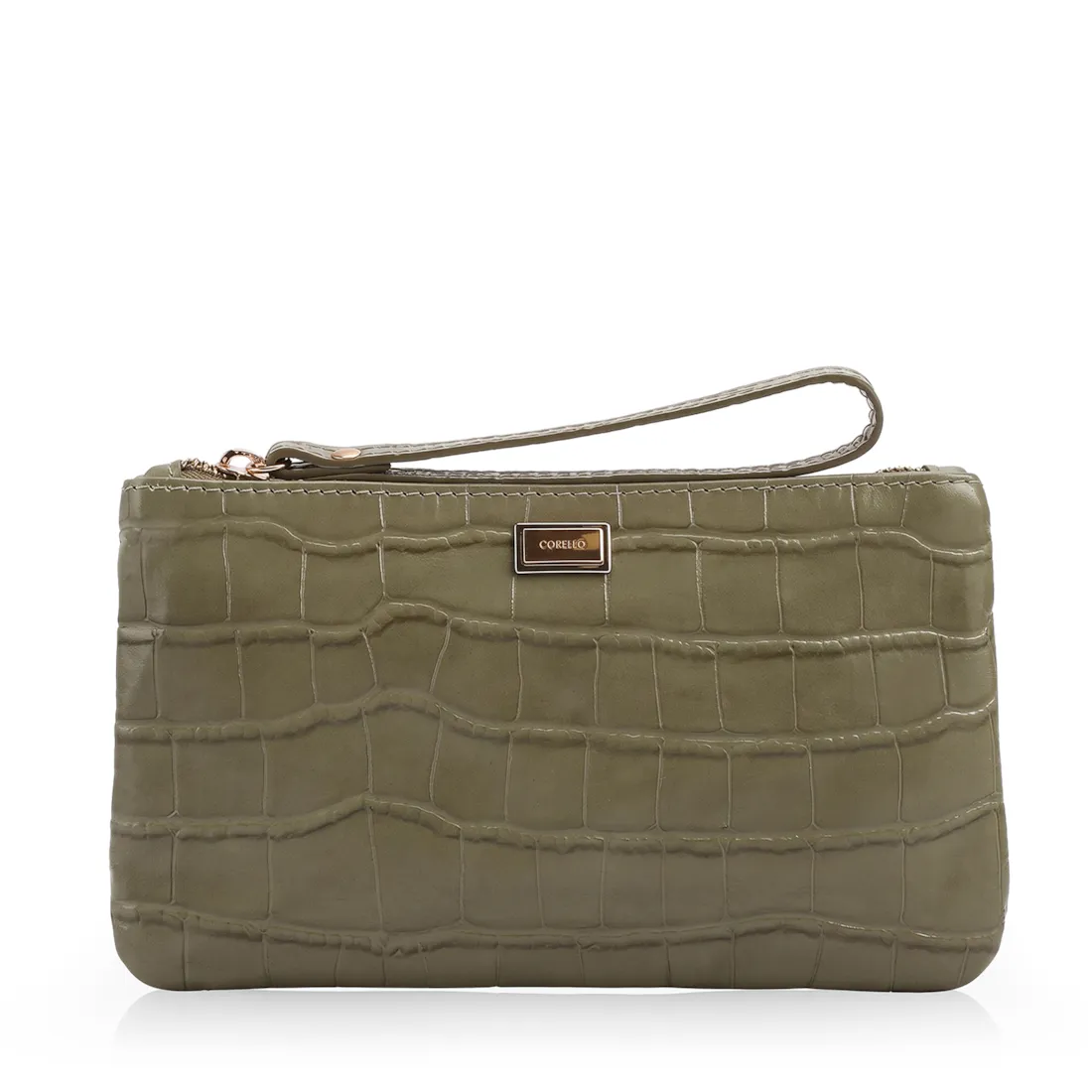 Bolsa Pequena Couro Croco Verde