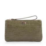 Bolsa Pequena Couro Croco Verde