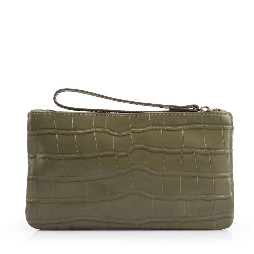 Bolsa Pequena Couro Croco Verde - imagem 3