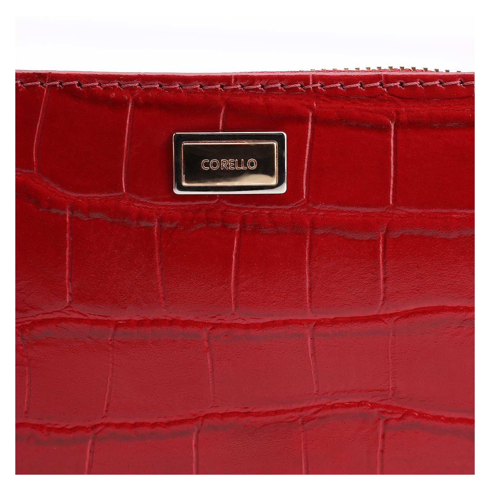 Bolsa Pequena Couro Croco Vermelho