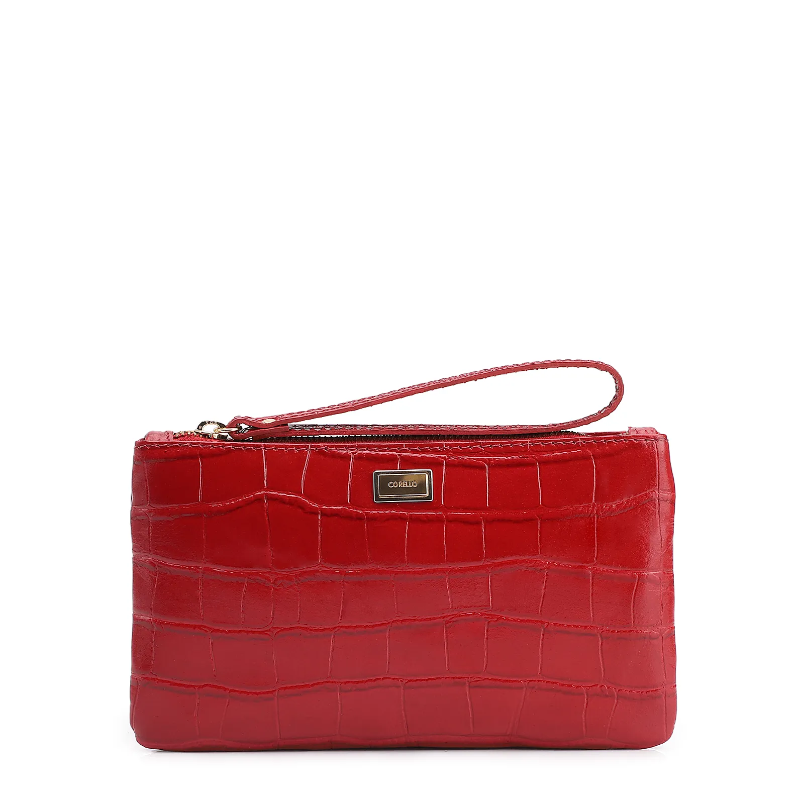 Bolsa Pequena Couro Croco Vermelho