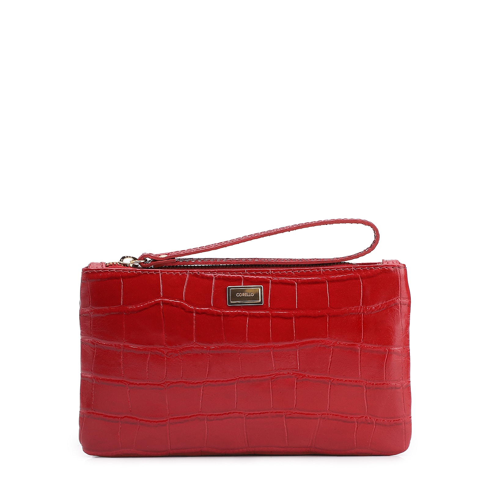Bolsa Pequena Couro Croco Vermelho
