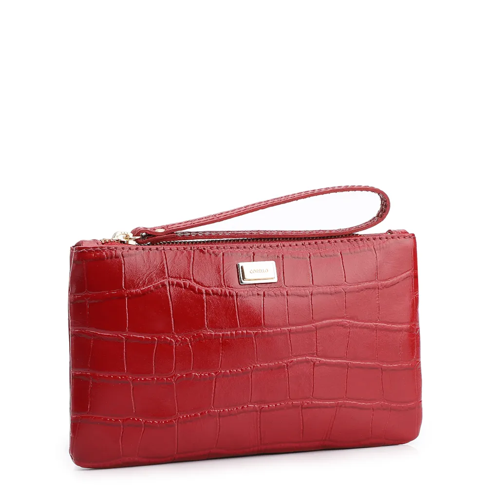 Bolsa Pequena Couro Croco Vermelho - imagem 2