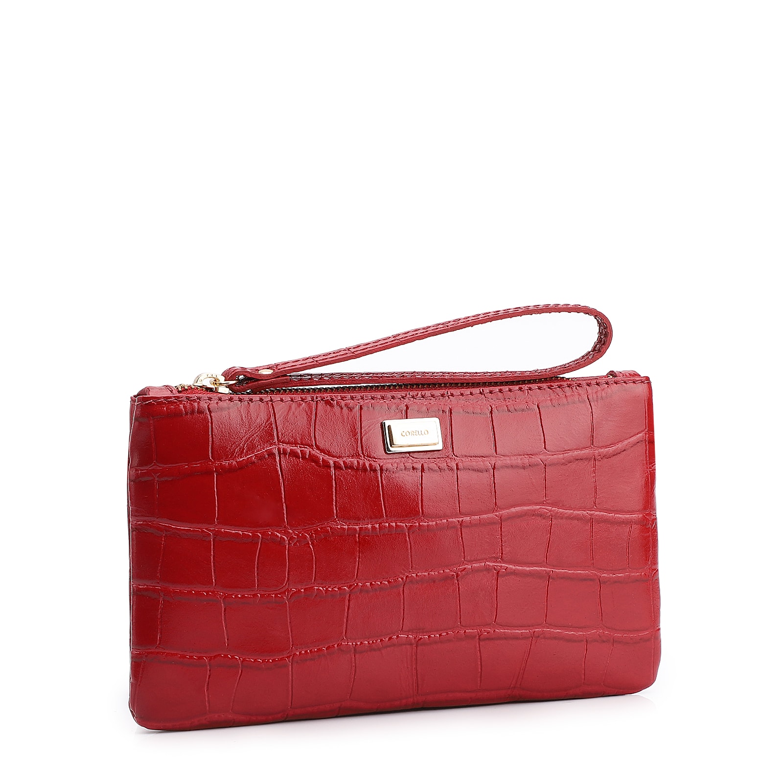 Bolsa Pequena Couro Croco Vermelho