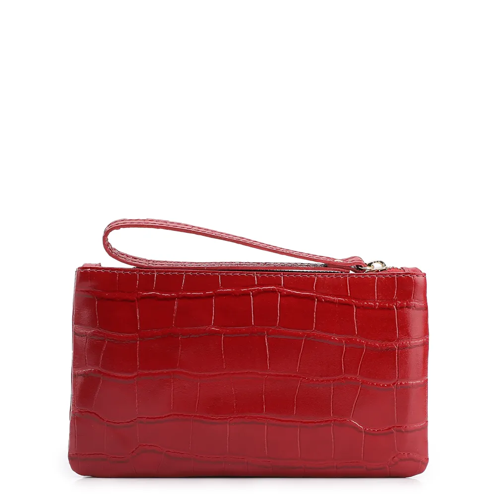 Bolsa Pequena Couro Croco Vermelho - imagem 3