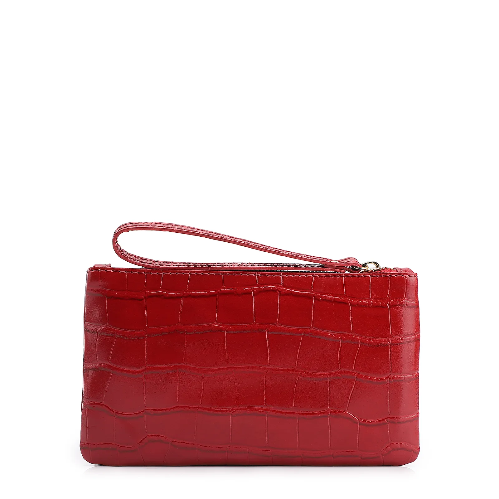 Bolsa Pequena Couro Croco Vermelho