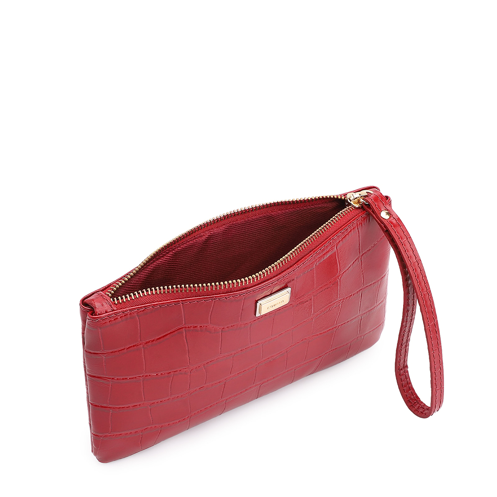 Bolsa Pequena Couro Croco Vermelho
