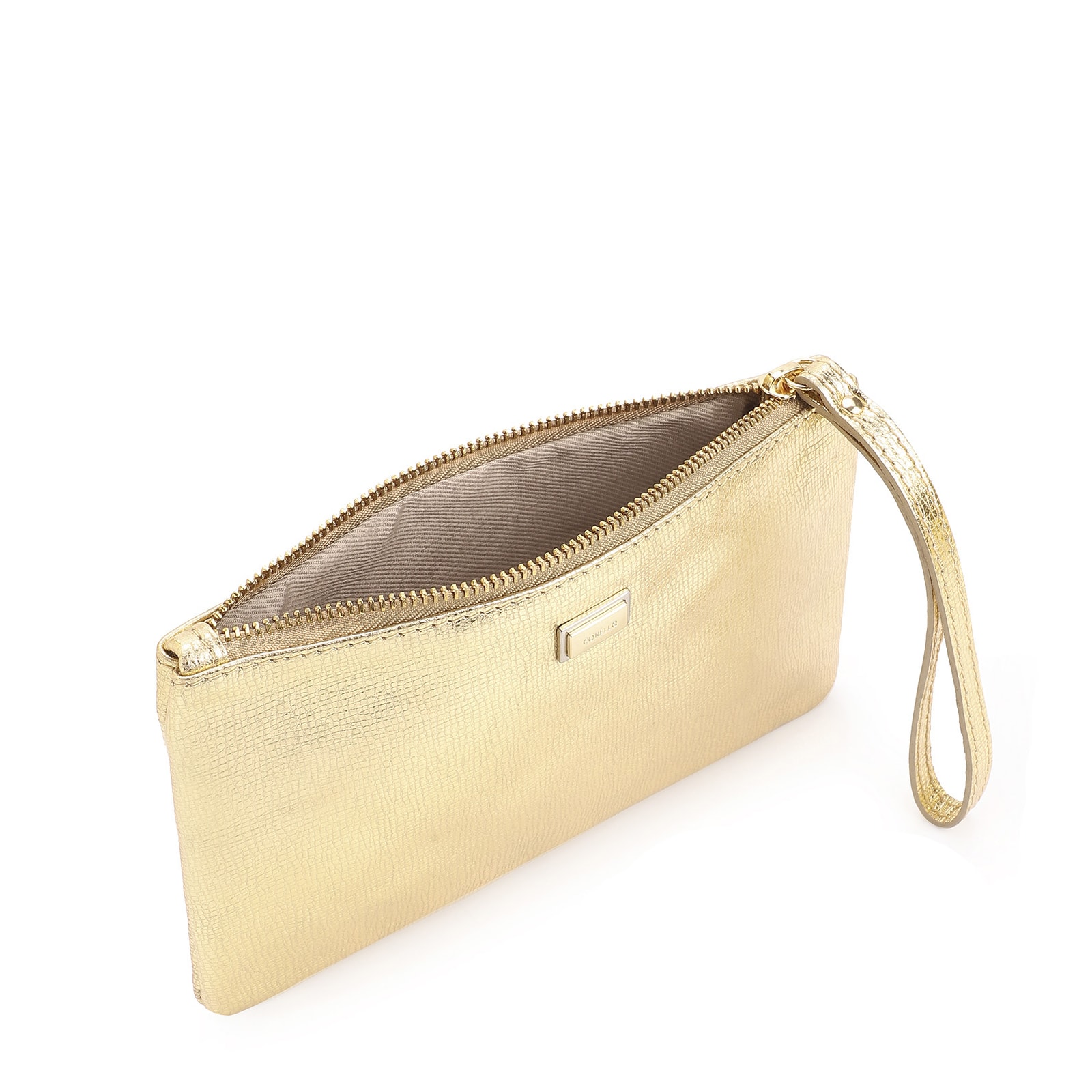 Bolsa Pequena Couro Dourado