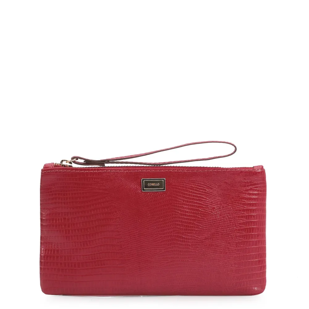 Bolsa Pequena Couro Lezard Cereja
