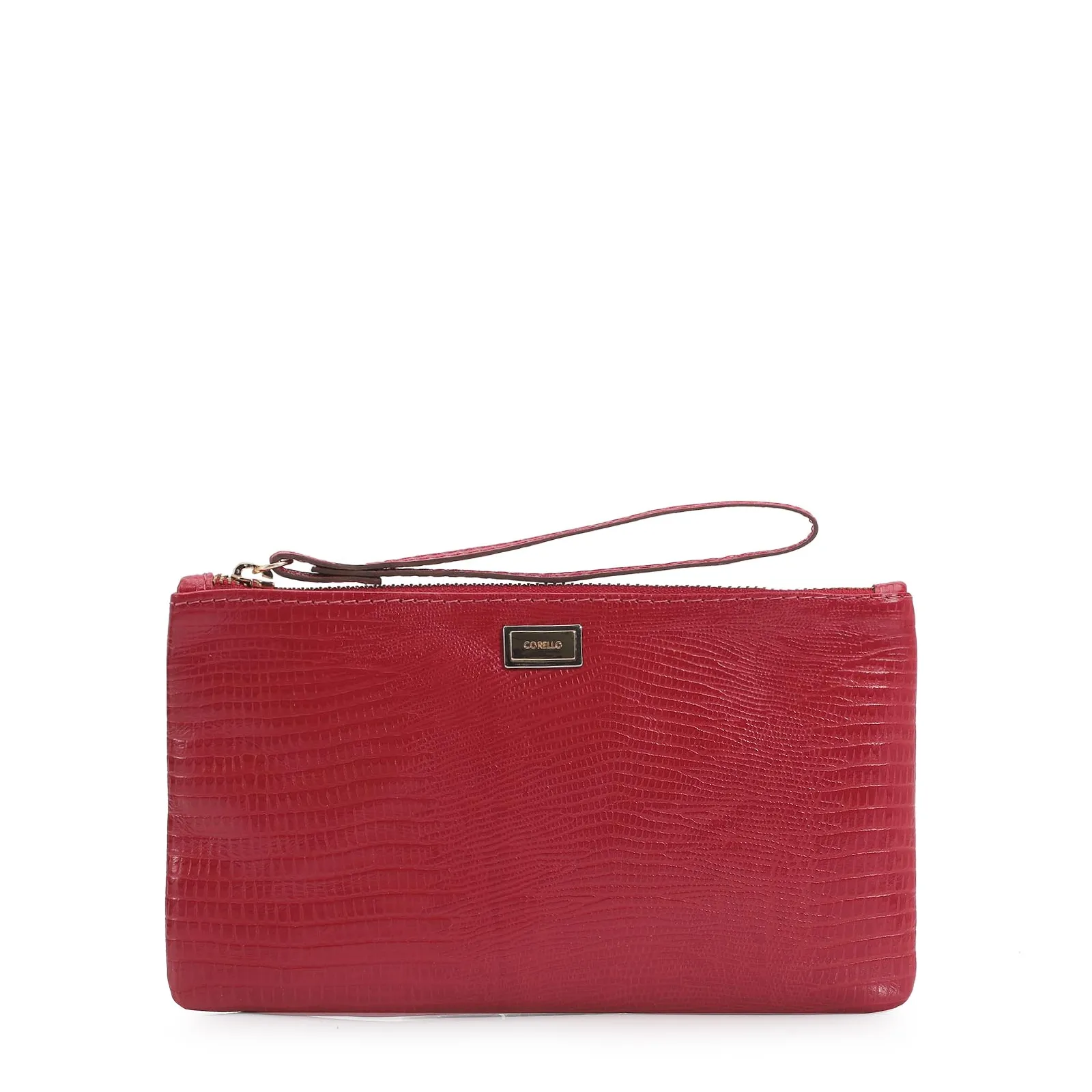 Bolsa Pequena Couro Lezard Cereja