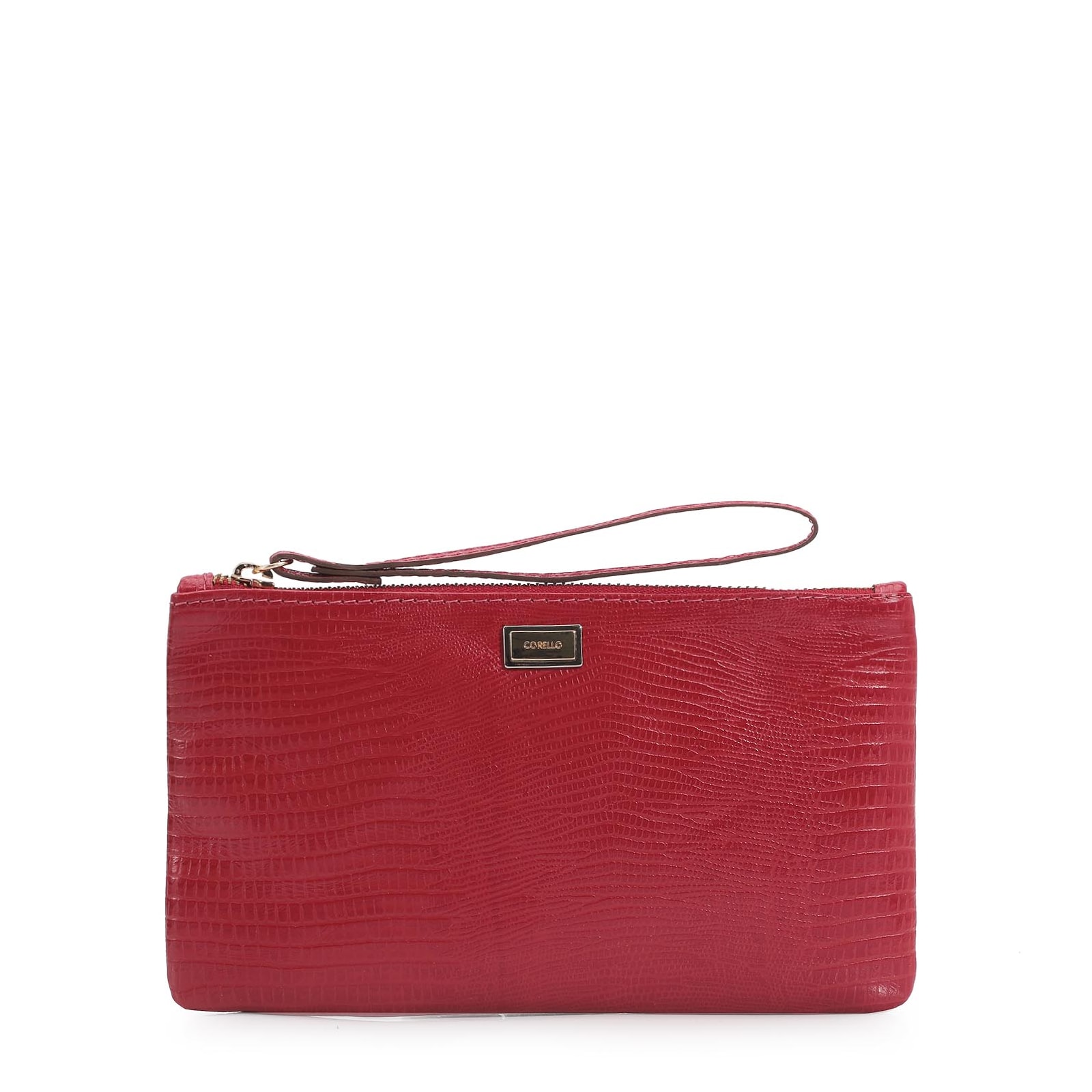 Bolsa Pequena Couro Lezard Cereja