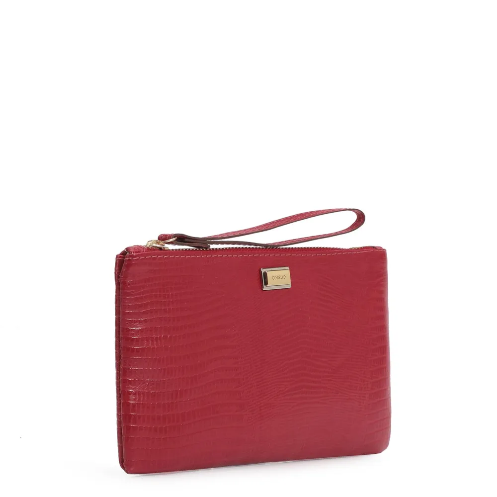 Bolsa Pequena Couro Lezard Cereja - imagem 2