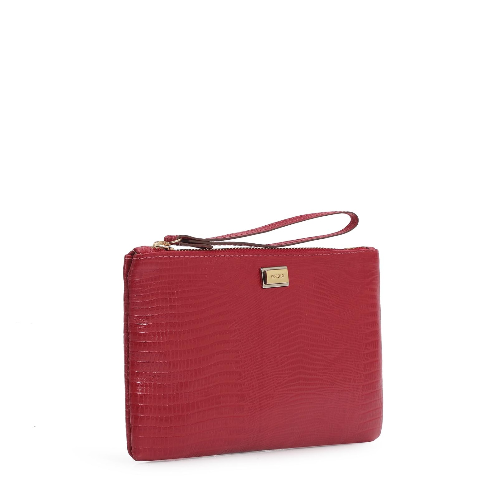 Bolsa Pequena Couro Lezard Cereja