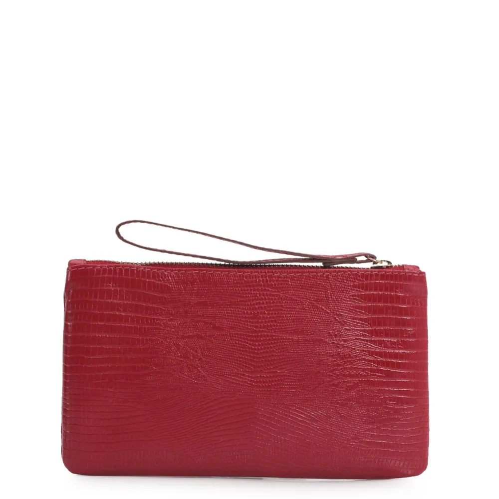 Bolsa Pequena Couro Lezard Cereja - imagem 3