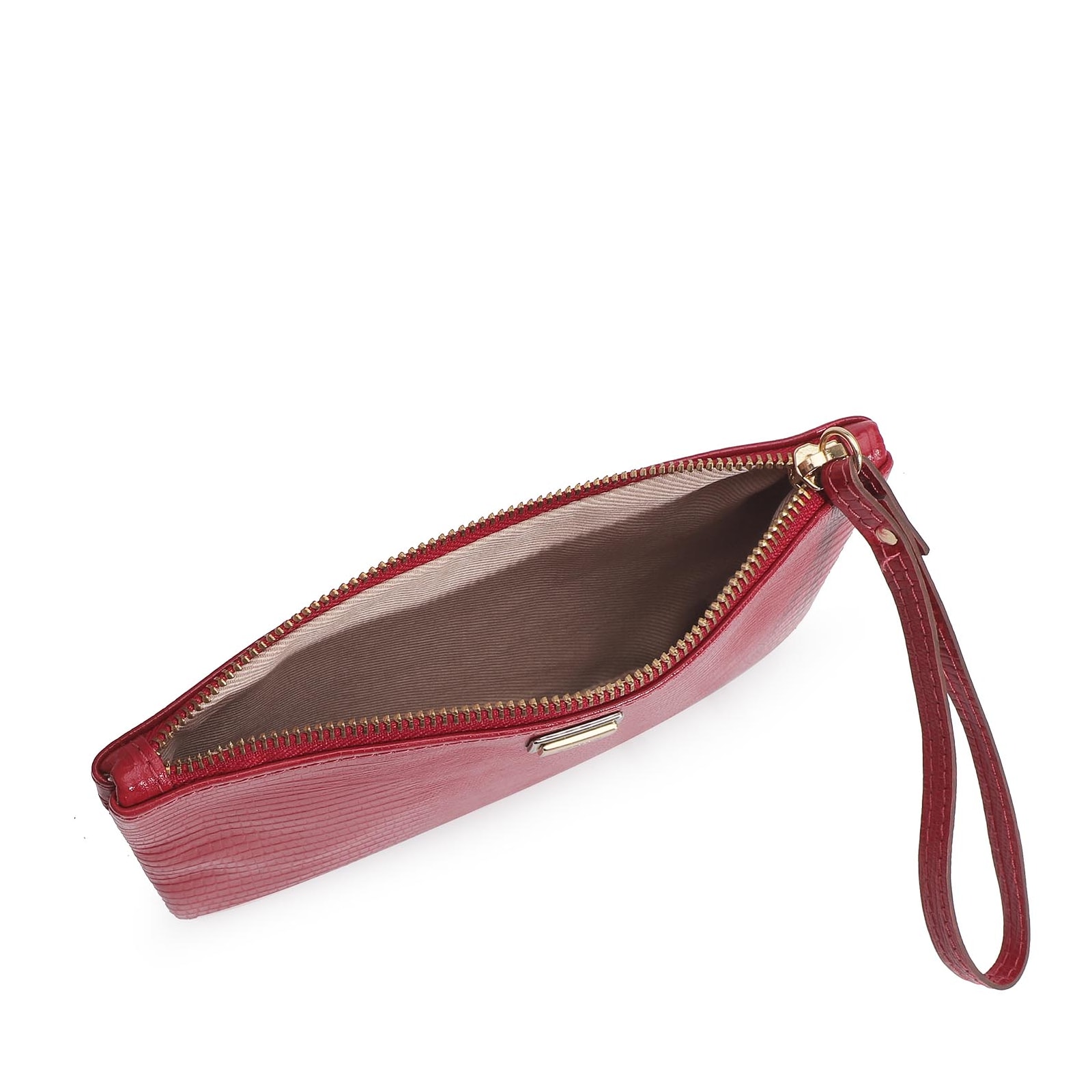 Bolsa Pequena Couro Lezard Cereja