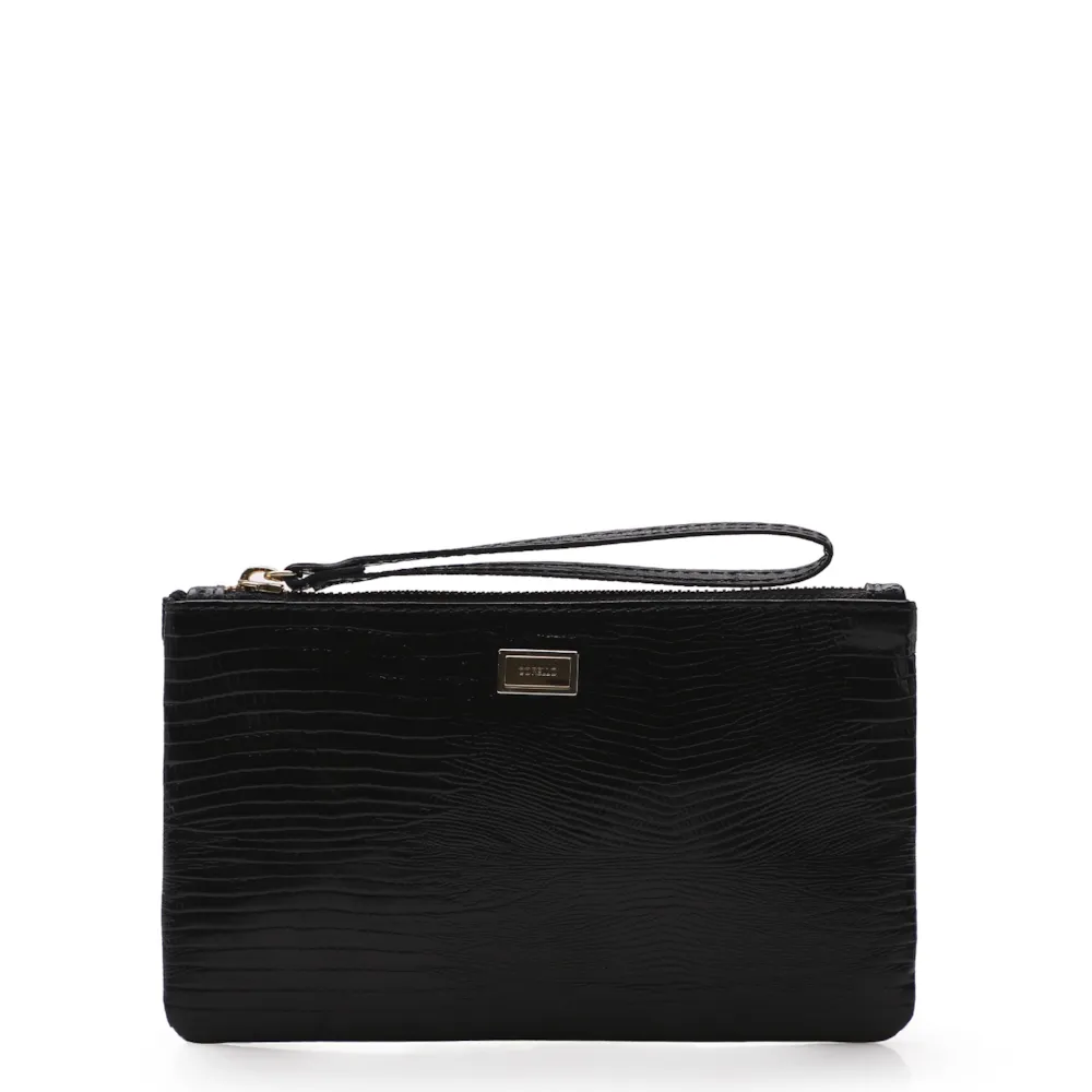 Bolsa Pequena Couro Lezard Preto