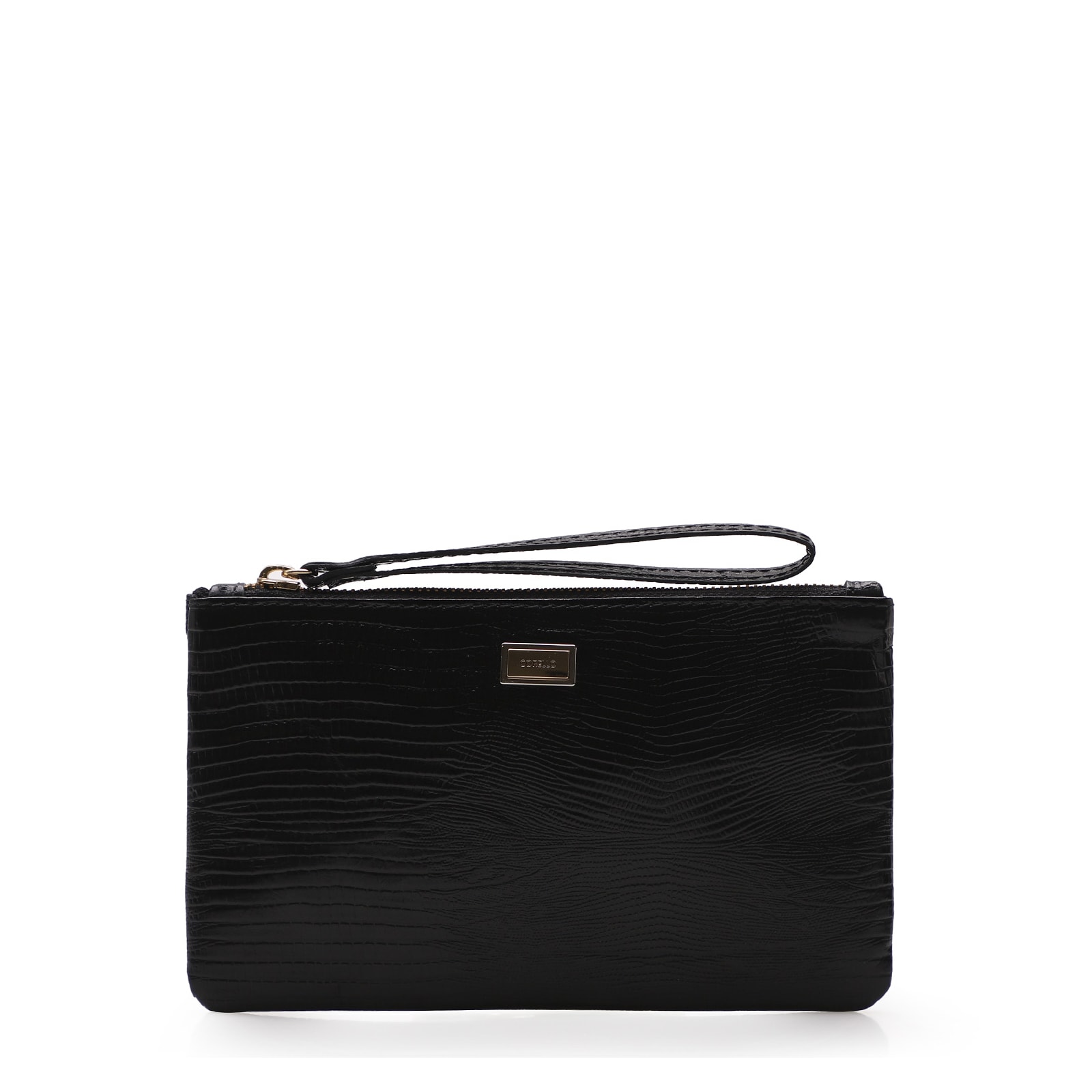 Bolsa Pequena Couro Lezard Preto