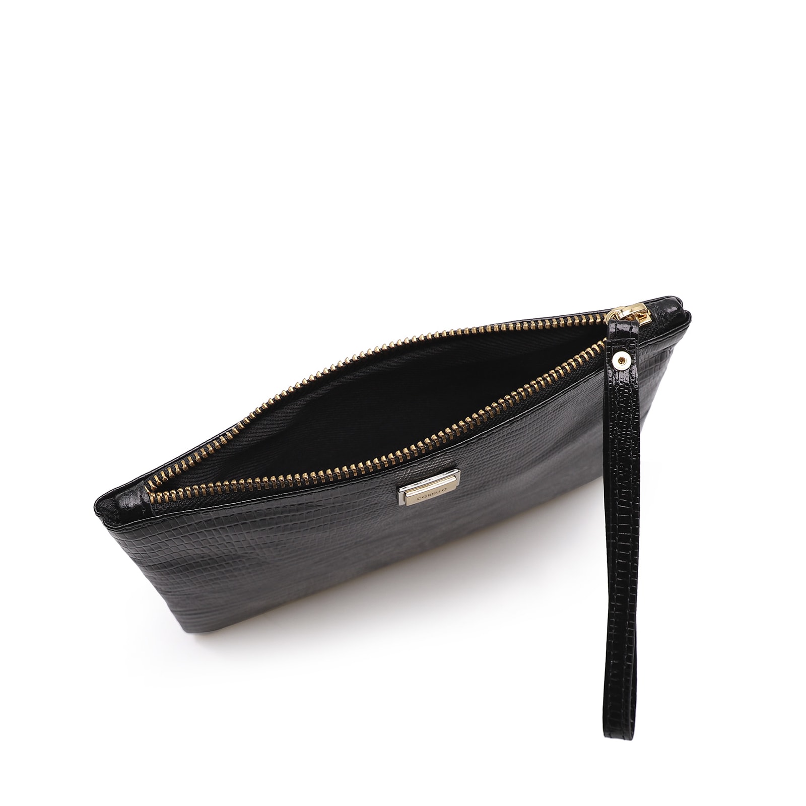Bolsa Pequena Couro Lezard Preto