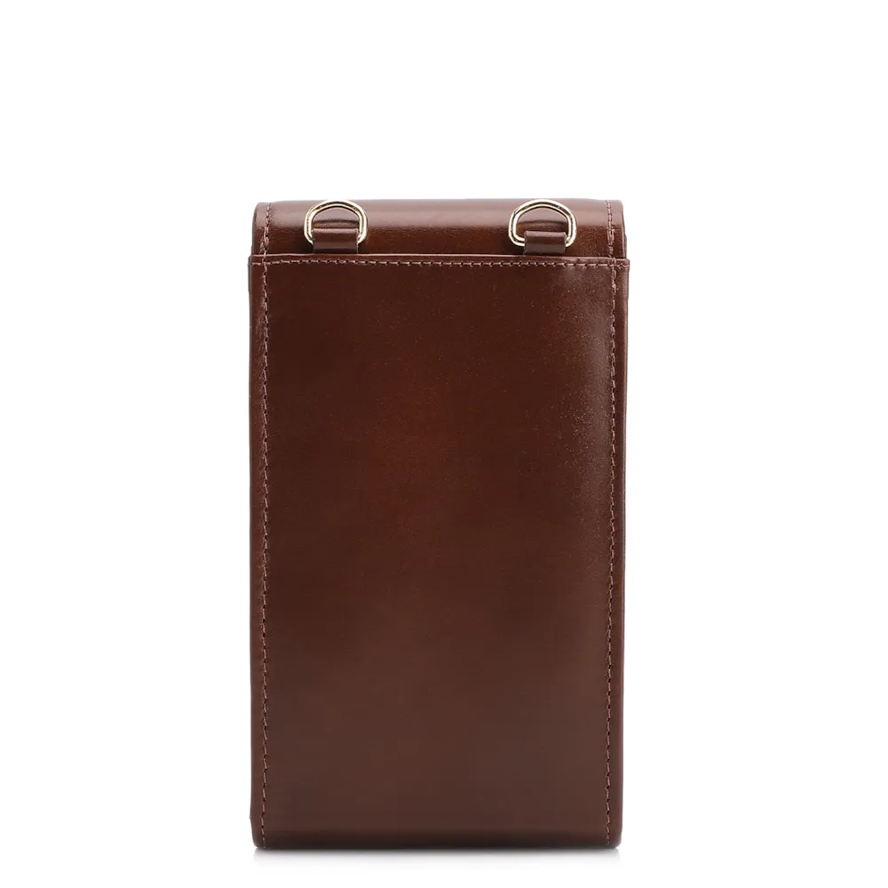 Bolsa Pequena Couro Marrom Porta Celular - imagem 4