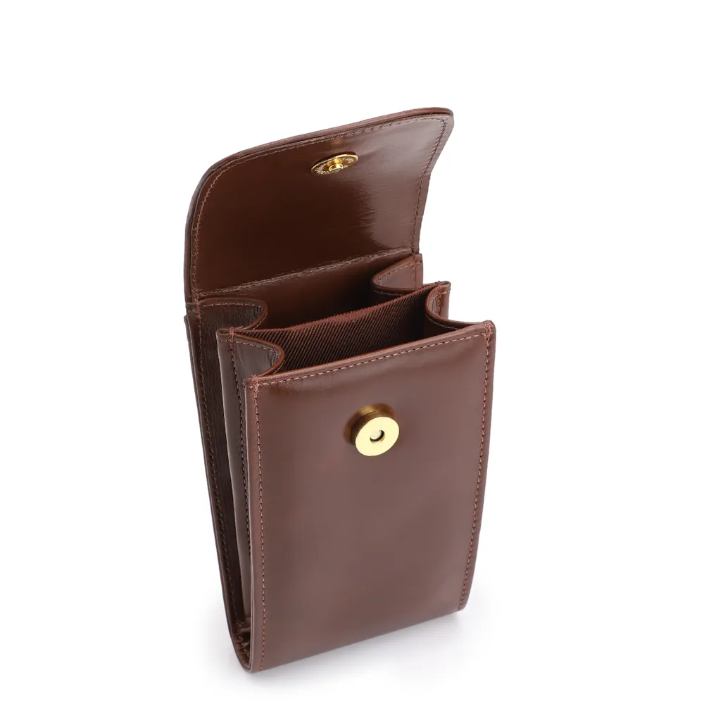 Bolsa Pequena Couro Marrom Porta Celular - imagem 5
