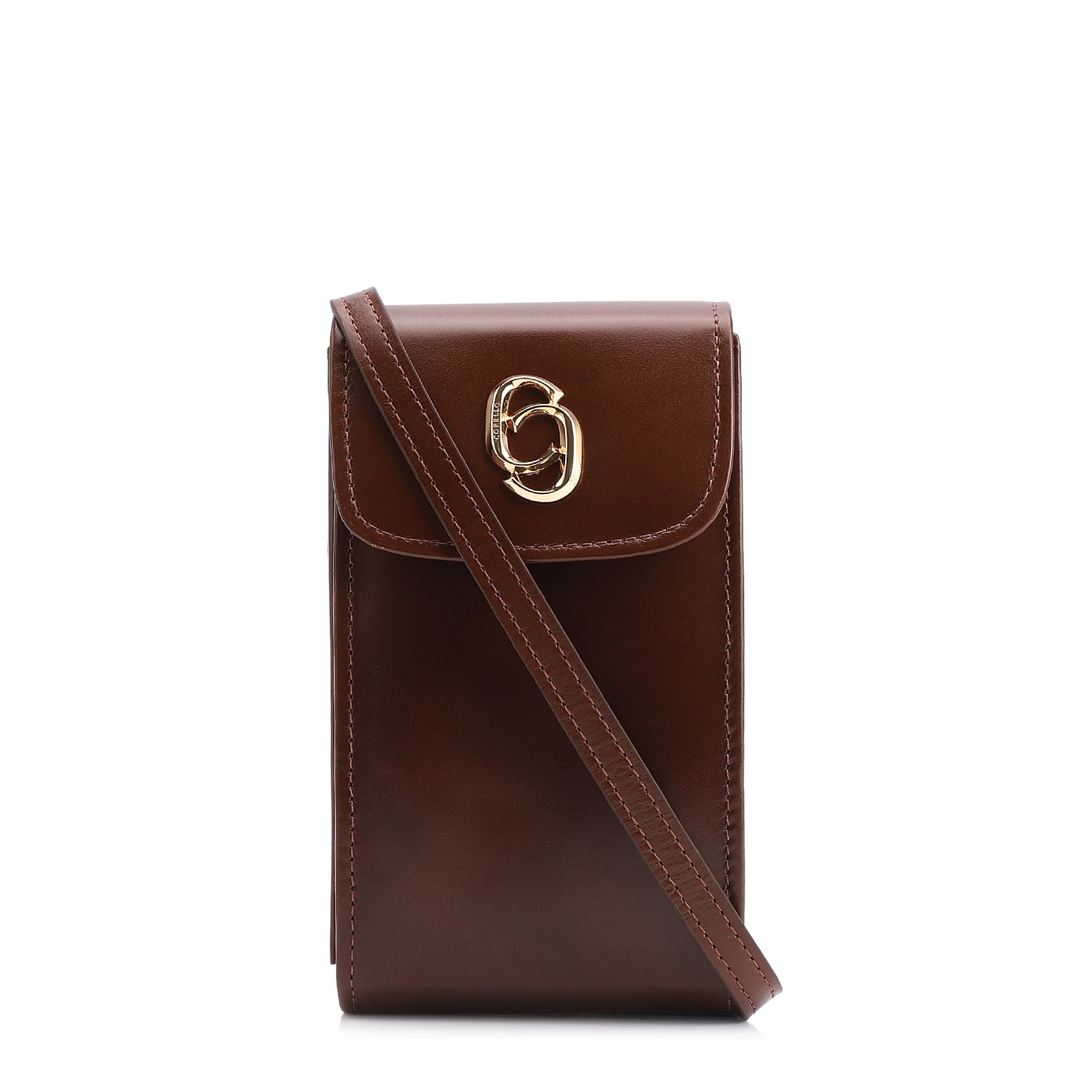 Bolsa Pequena Couro Marrom Porta Celular