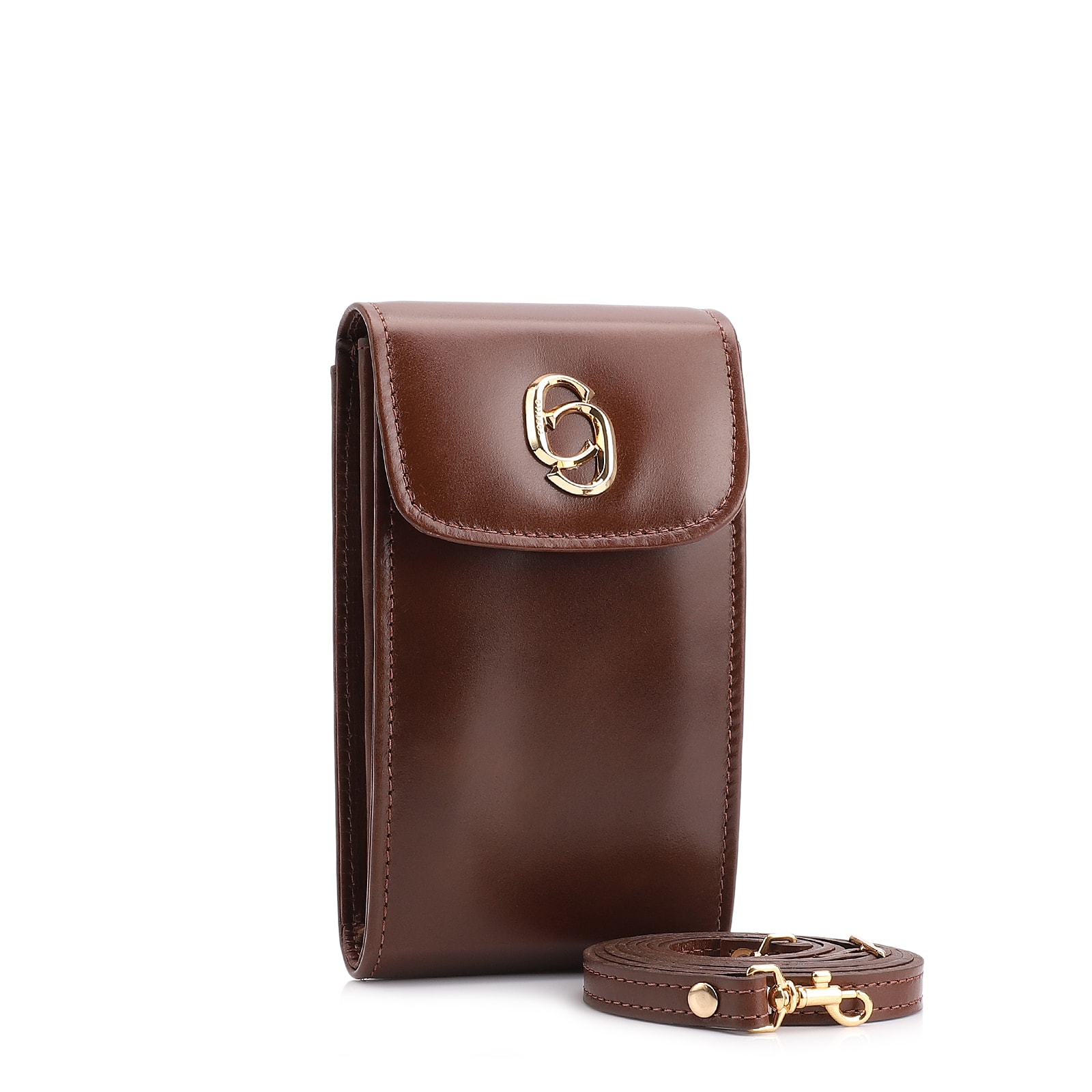 Bolsa Pequena Couro Marrom Porta Celular