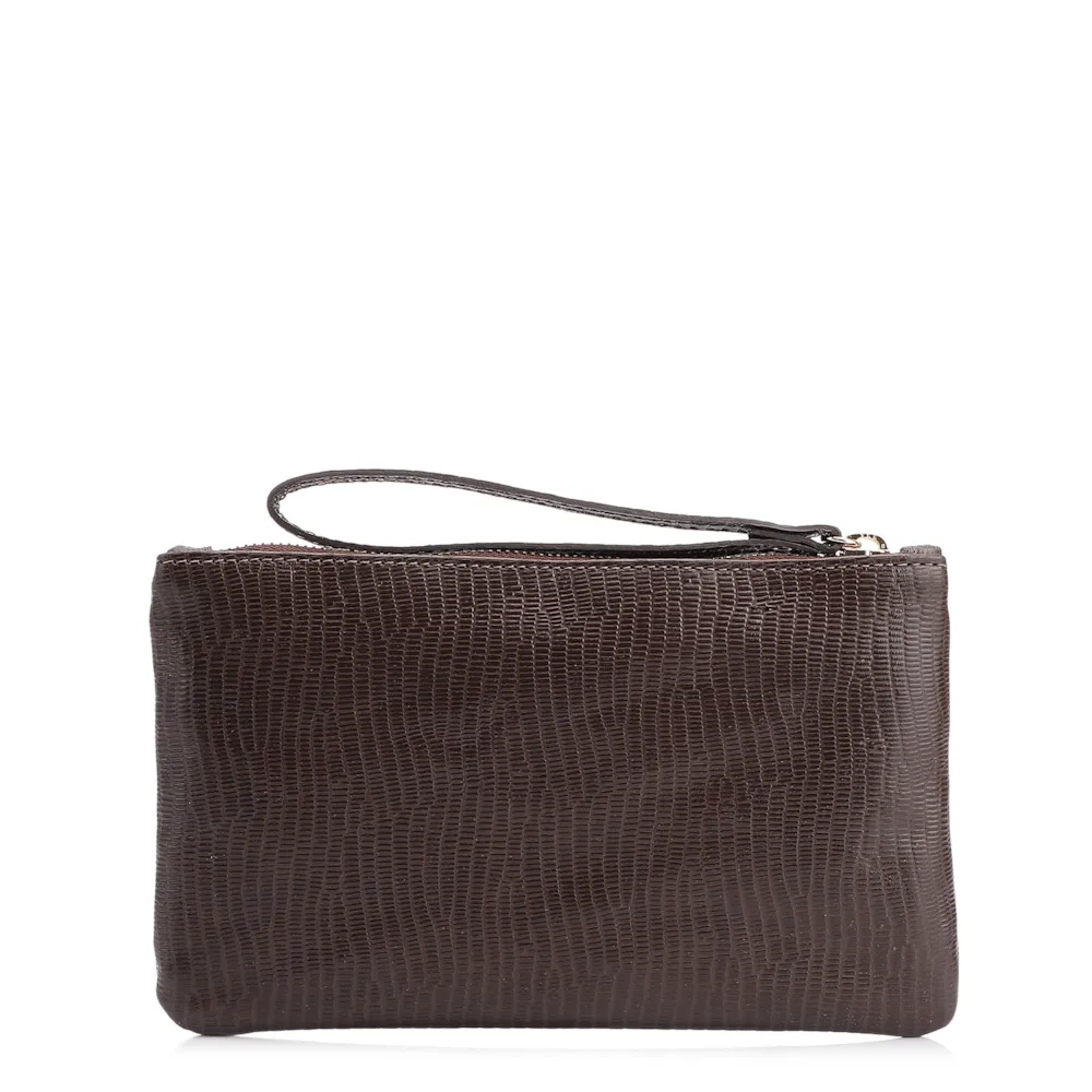 Bolsa Pequena Couro New Lezard Marrom Escuro - imagem 2