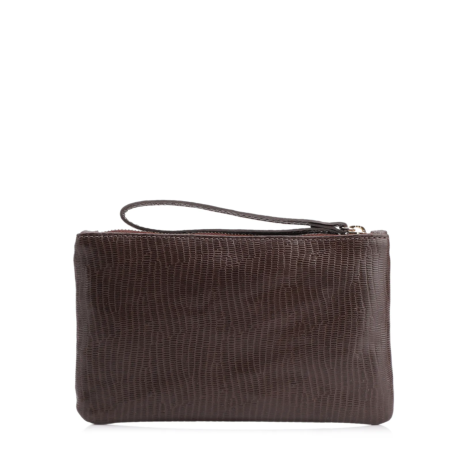 Bolsa Pequena Couro New Lezard Marrom Escuro
