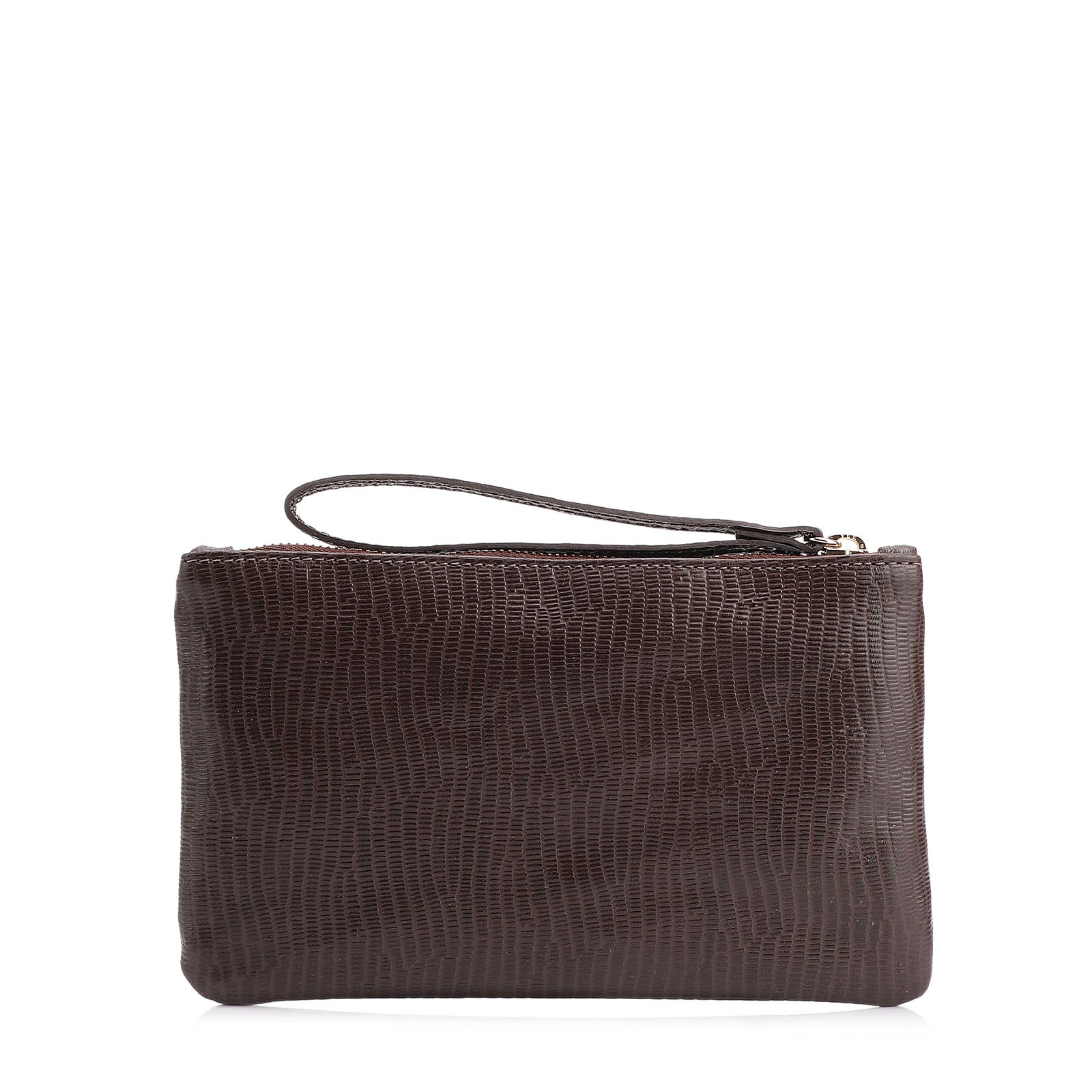 Bolsa Pequena Couro New Lezard Marrom Escuro
