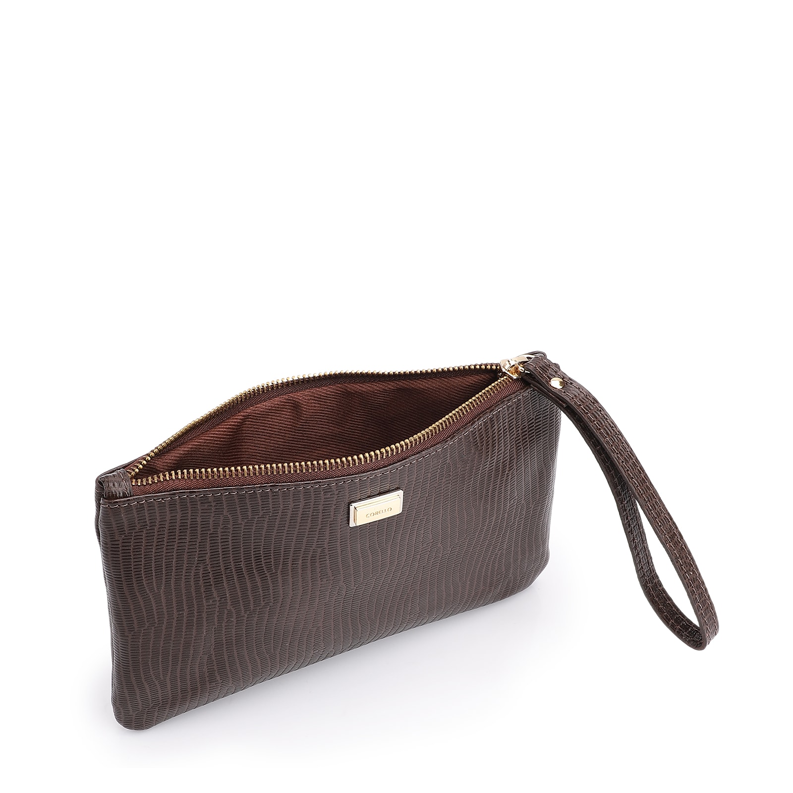 Bolsa Pequena Couro New Lezard Marrom Escuro