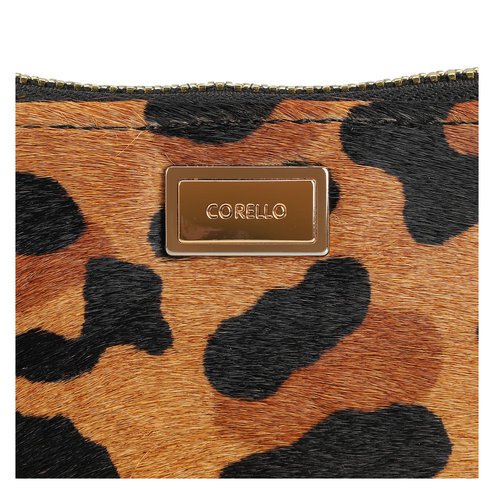 Bolsa Pequena Couro Preto / Estampa Onça