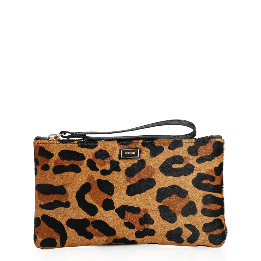 Bolsa Pequena Couro Preto / Estampa Onça