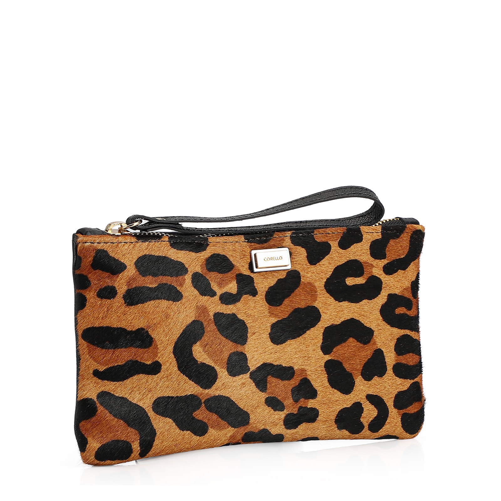 Bolsa Pequena Couro Preto / Estampa Onça