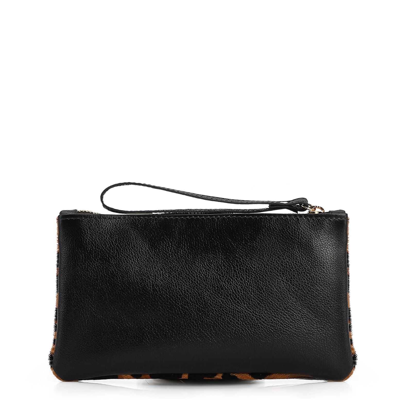 Bolsa Pequena Couro Preto / Estampa Onça