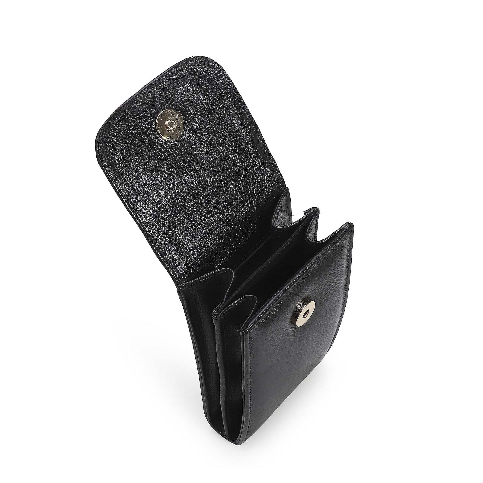 Bolsa Pequena Couro Preto Porta Celular