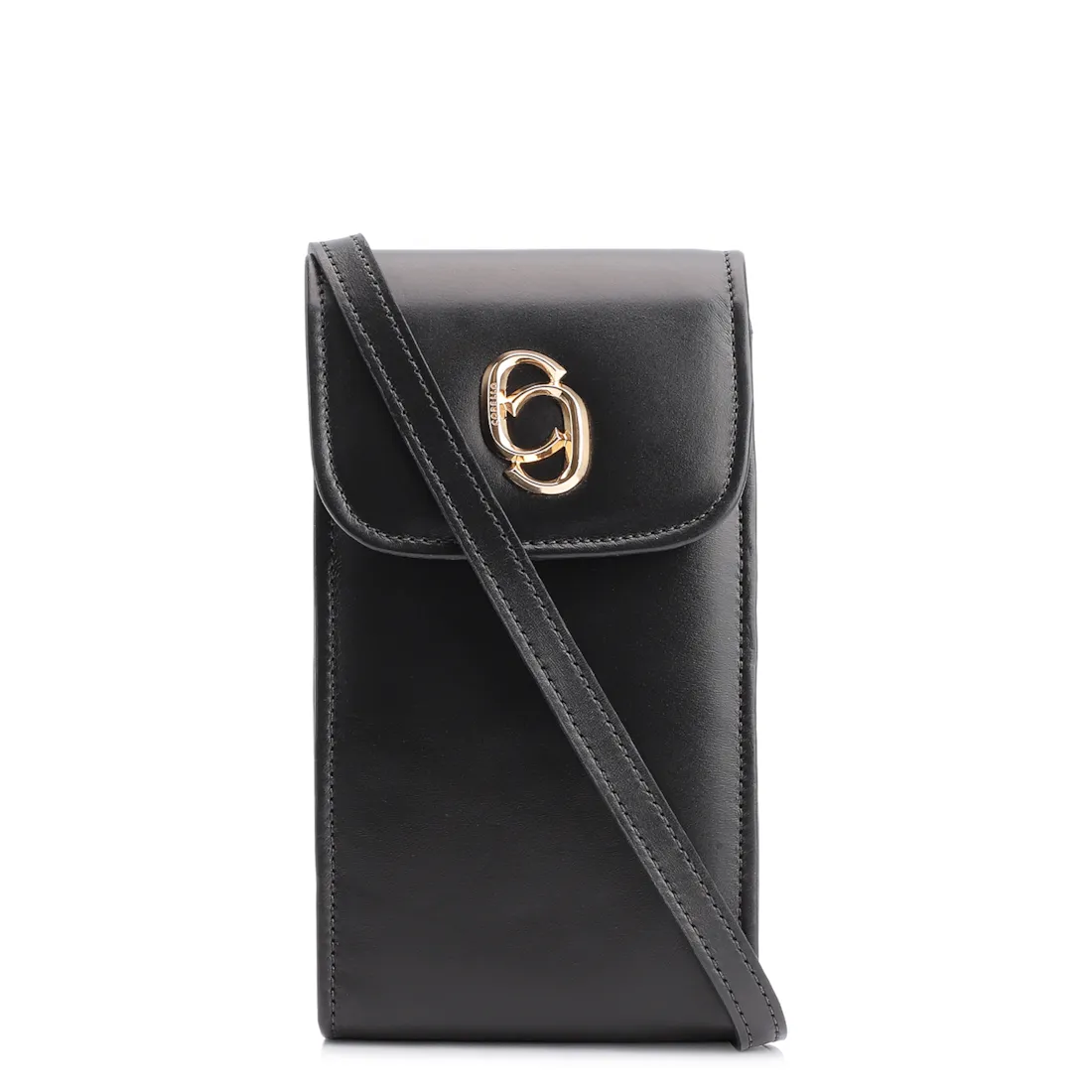 Bolsa Pequena Couro Preto Porta Celular