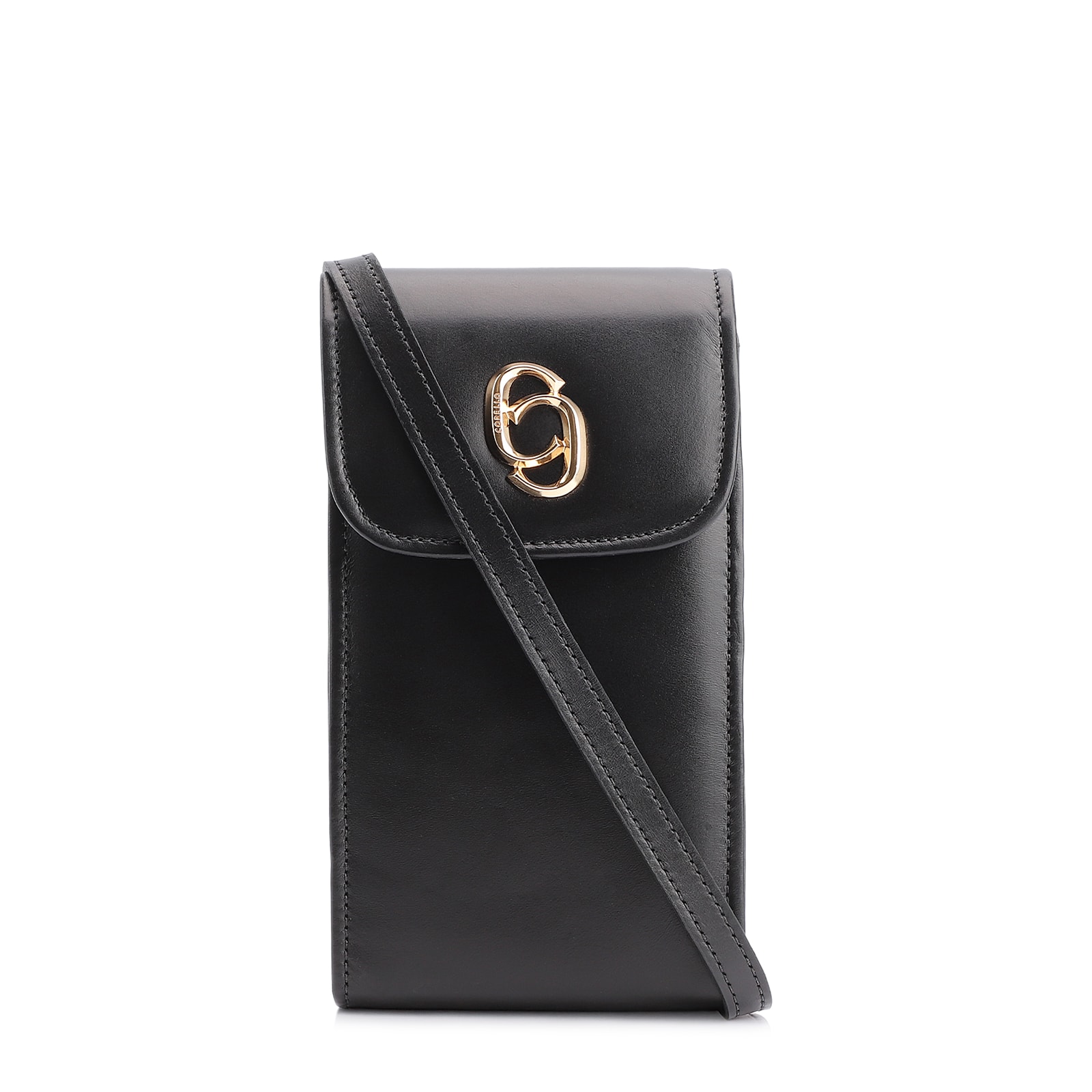 Bolsa Pequena Couro Preto Porta Celular