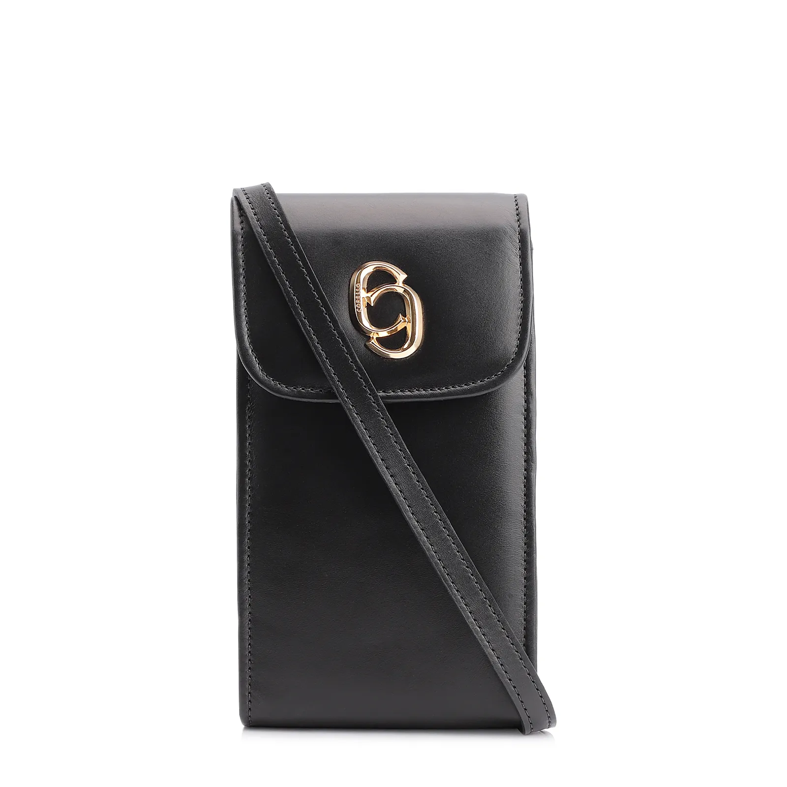 Bolsa Pequena Couro Preto Porta Celular