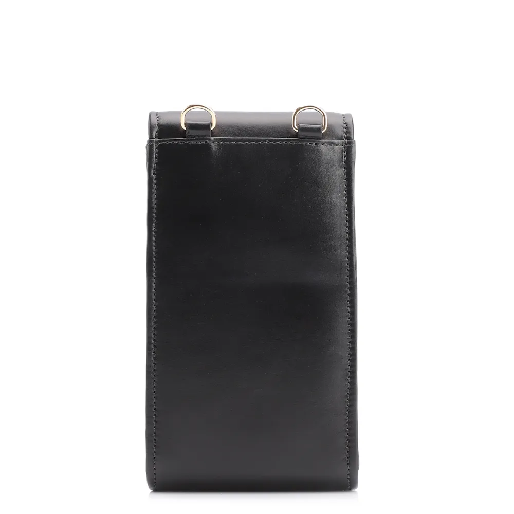 Bolsa Pequena Couro Preto Porta Celular - imagem 3