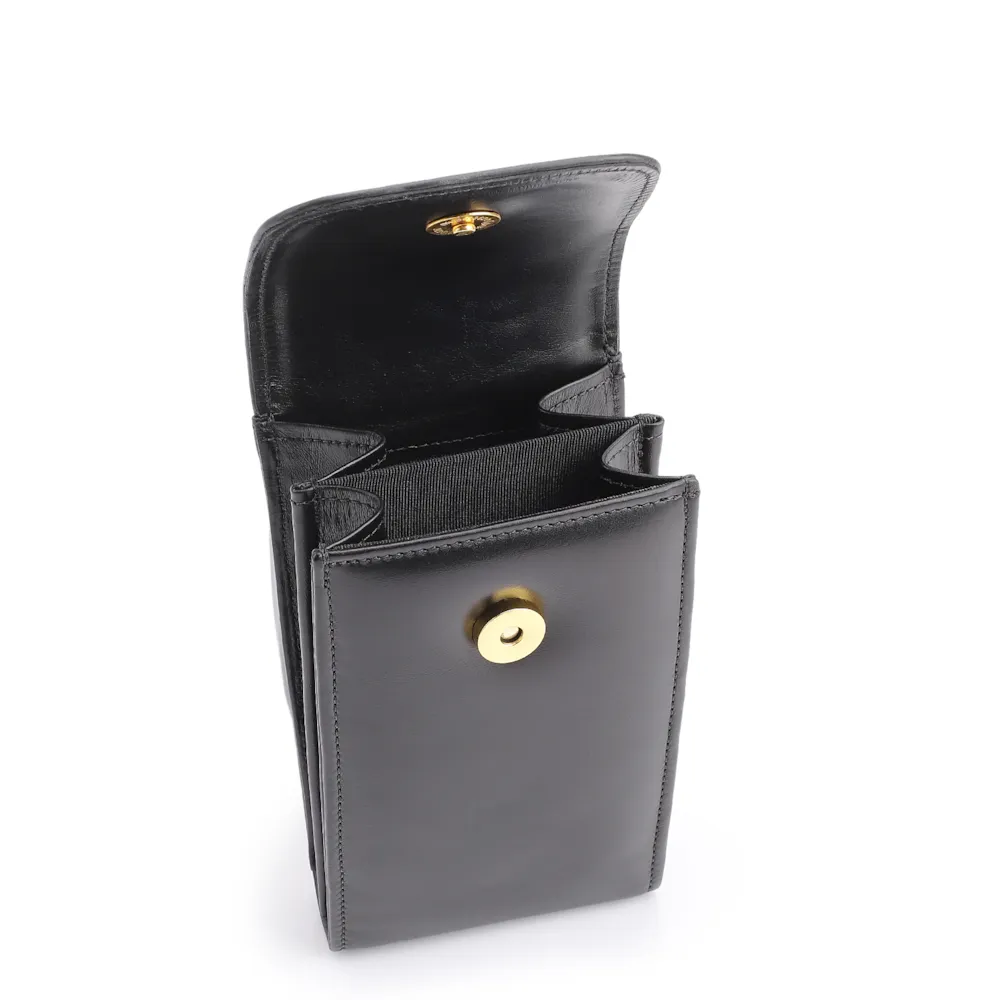 Bolsa Pequena Couro Preto Porta Celular - imagem 4