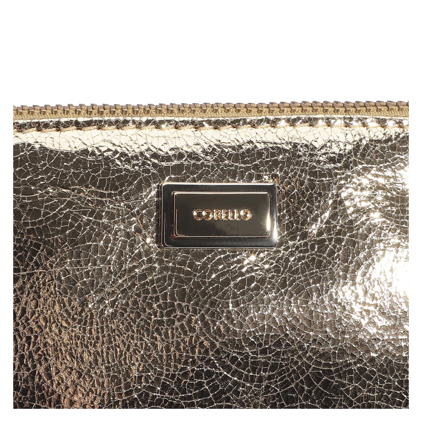 Bolsa Pequena Craquele Ouro