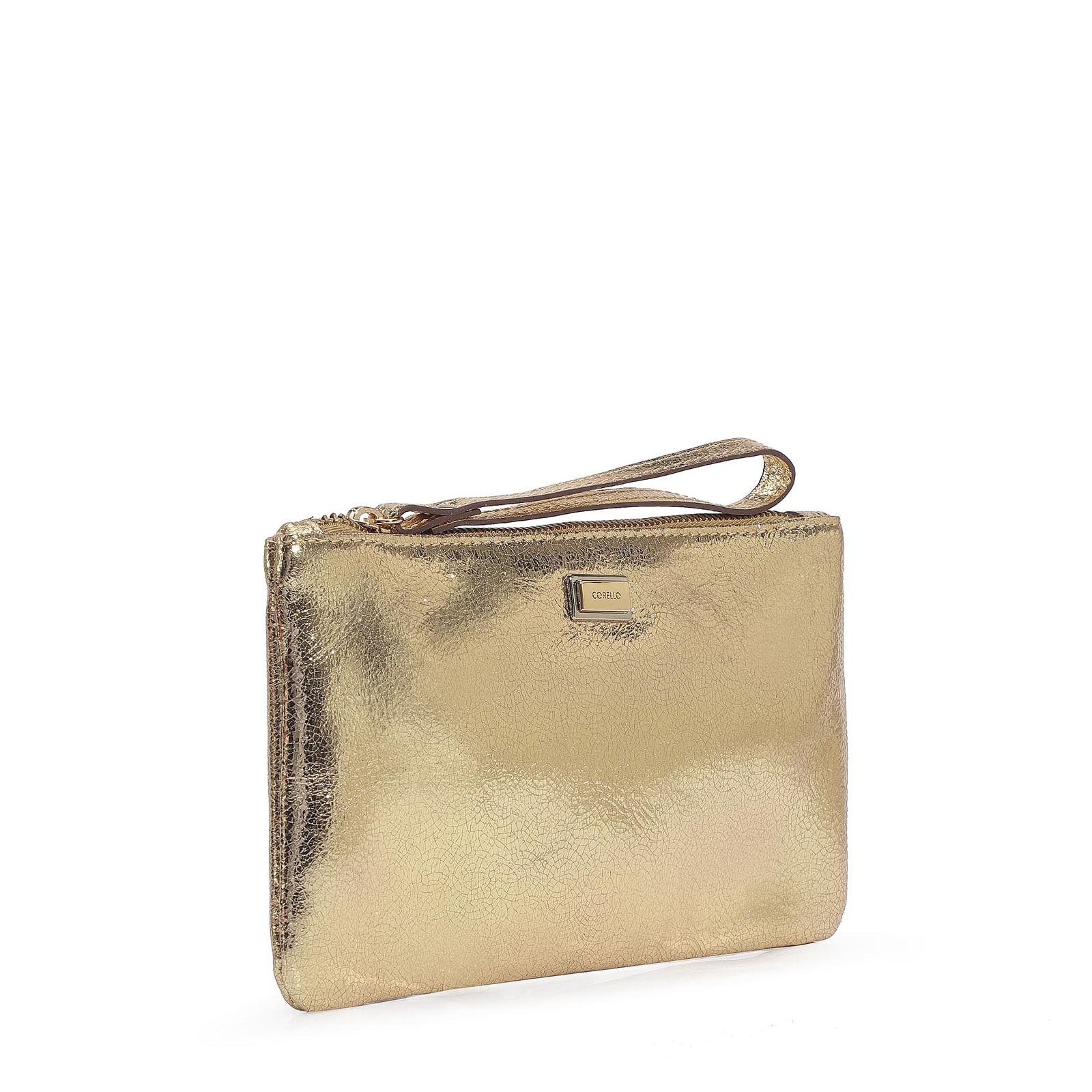 Bolsa Pequena Craquele Ouro
