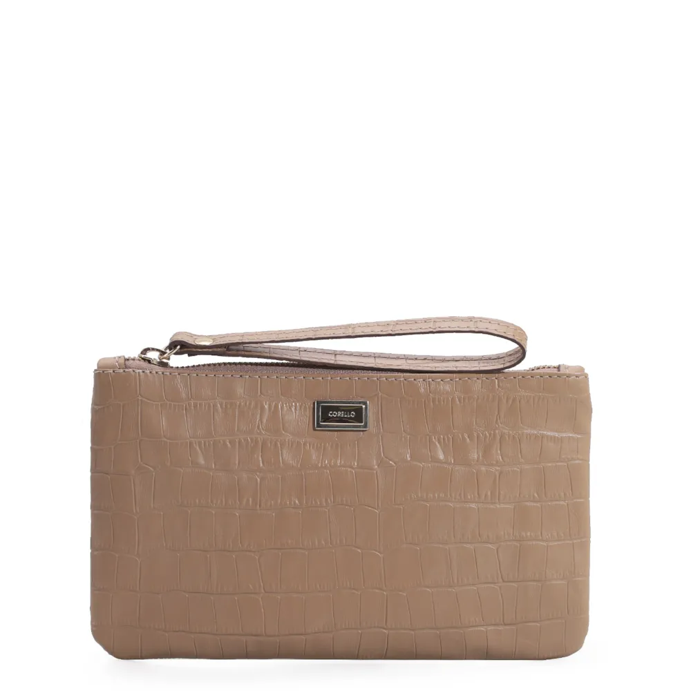 Bolsa Pequena Croco Bege
