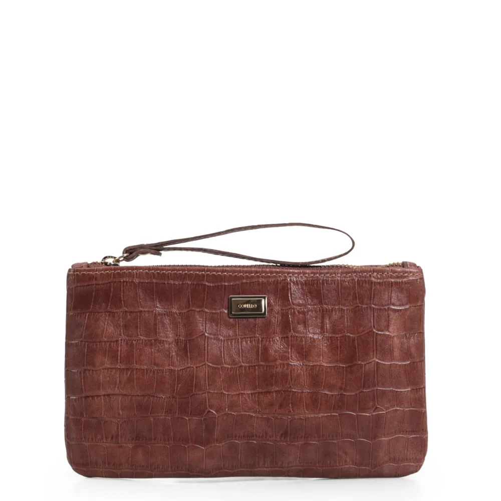 Bolsa Pequena Croco Conhaque