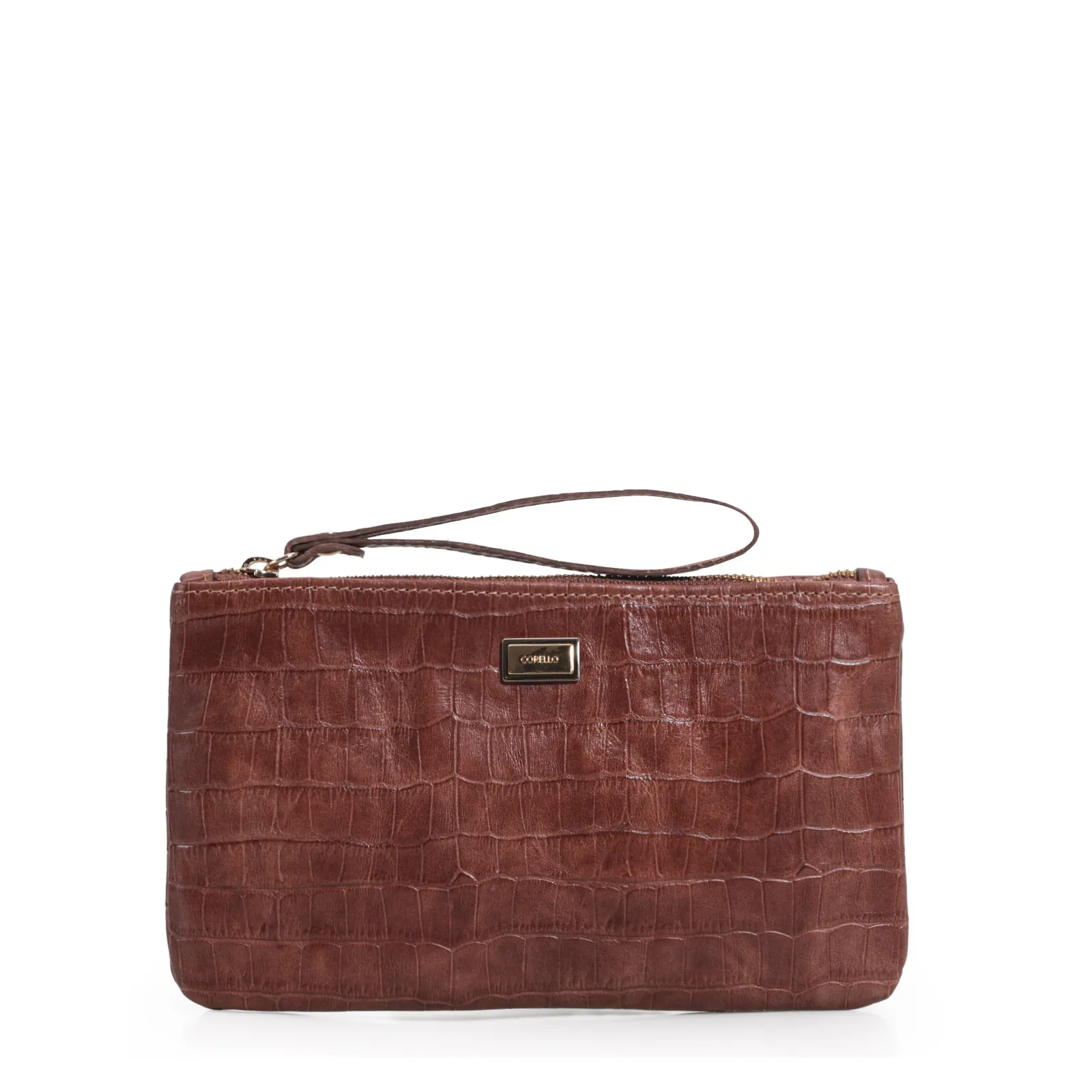 Bolsa Pequena Croco Conhaque