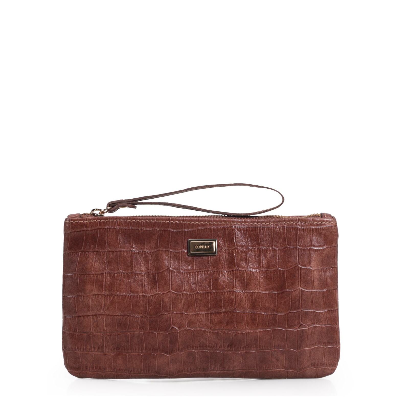 Bolsa Pequena Croco Conhaque