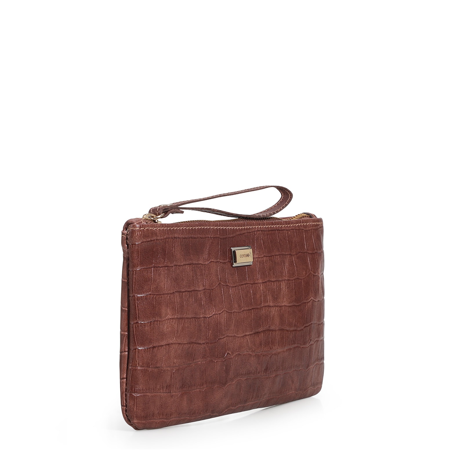Bolsa Pequena Croco Conhaque
