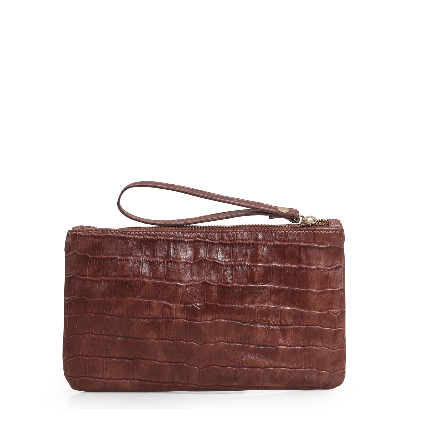 Bolsa Pequena Croco Conhaque