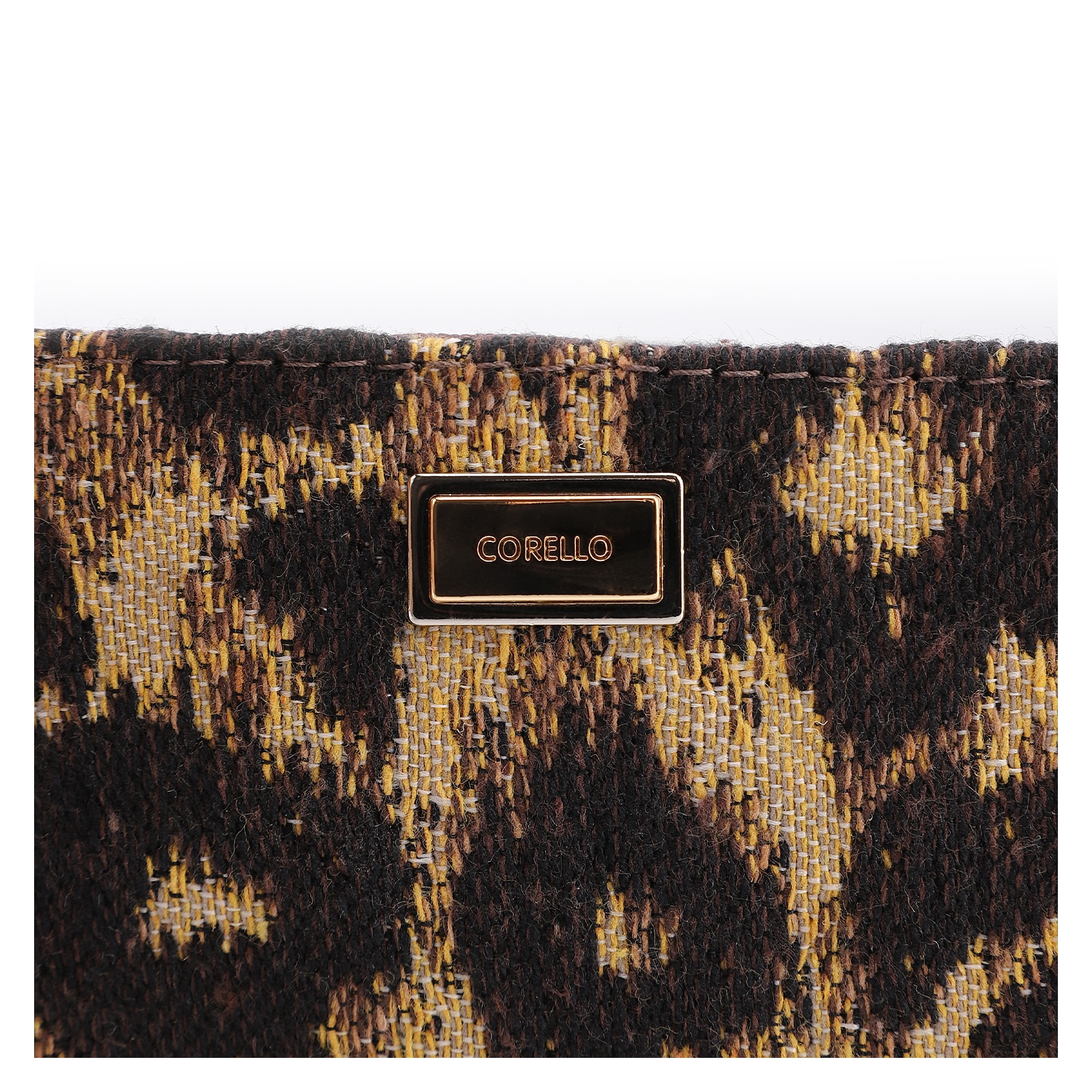 Bolsa Pequena Jacquard Onça/Couro Marrom Escuro