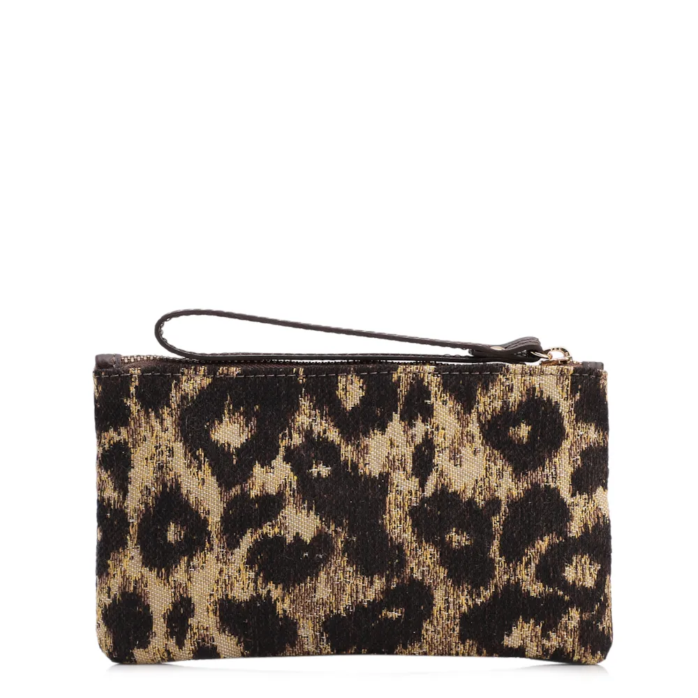 Bolsa Pequena Jacquard Onça/Couro Marrom Escuro - imagem 3